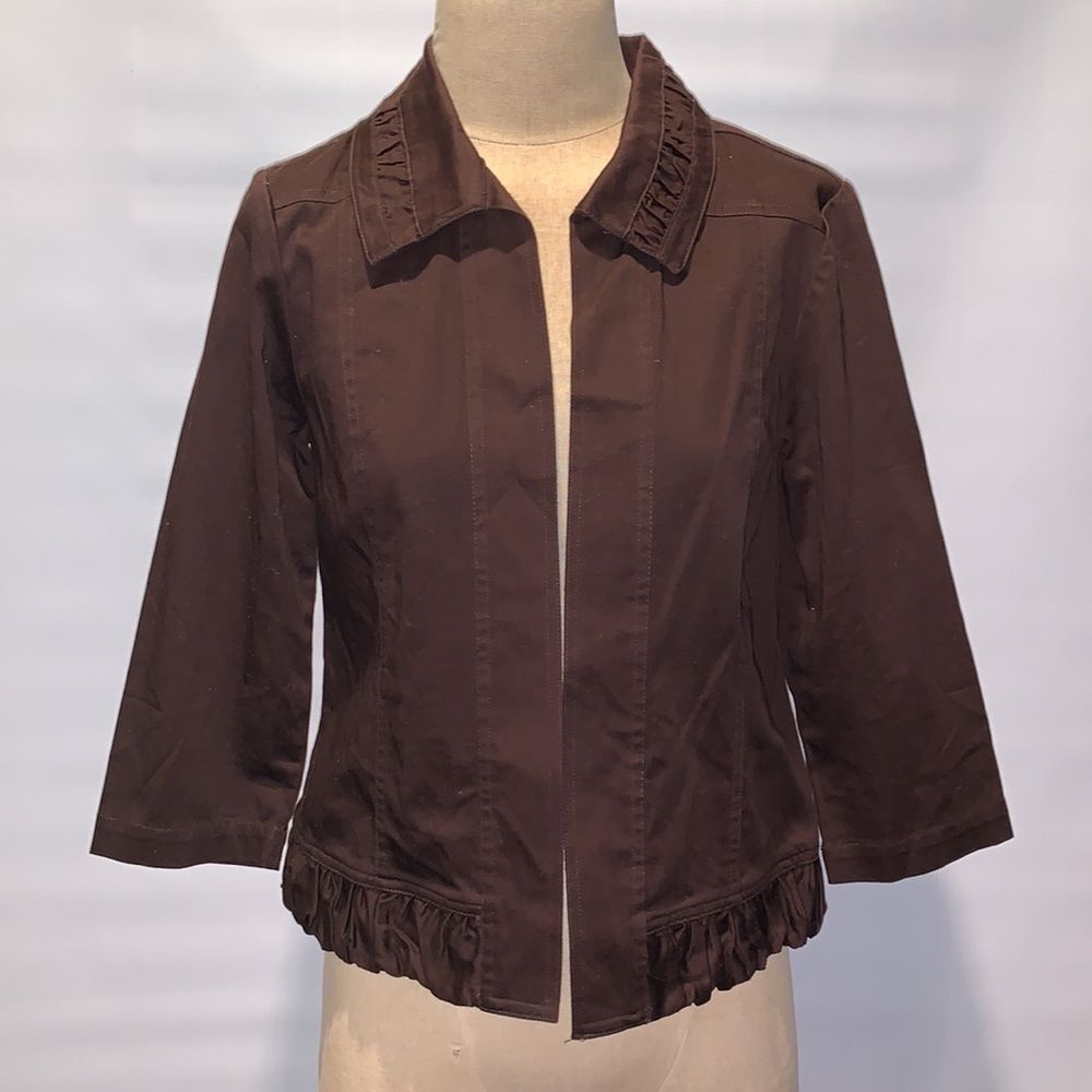 Christopher & Banks brown blazer with 3/4 length sleeves, Size Small